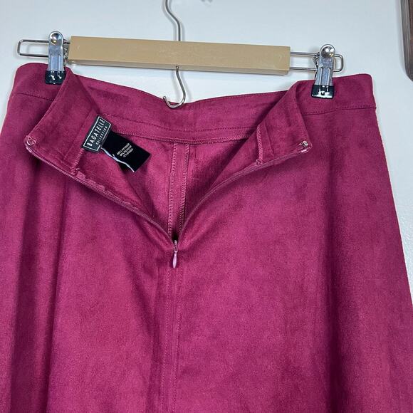 NWT Burgundy Bagatelle Collection Faux Suede Midi Skirt Sz M - Picture 5 of 7